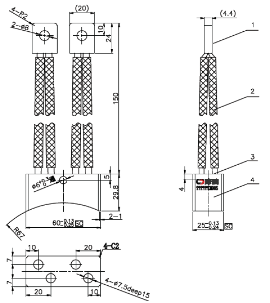 Industrial high-copper carbon brushes CM90S-3